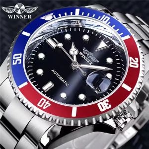 Đồng Hồ Cơ Tự Động Sang Trọng Dành Cho Nam WINNER 002 Phụ Kiện Thời Trang Dây Thép Không Gỉ Kim Dạ Quang Lịch Đầy Đủ Đèn Ngủ