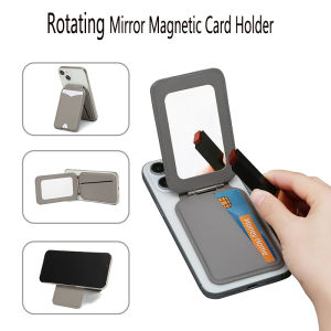 New Magnetic Magsafe Card Holder with Makeup Mirror Foldable A-Frame Phone Stand Holds Up 3 Cards Adjustable Support For Samsung