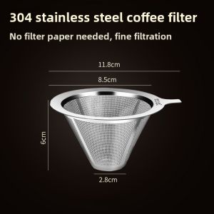 Hand-Poured Coffee Filter Kit Ultra-Fine Filter Cup Paperless Design Durable Coffee Dripper for Coffee Brewing