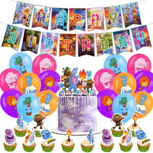 Madly Elemental City Birthday Scene Decoration Party Decorations Cake Topper Balloons Flags for Childrens Birthdays