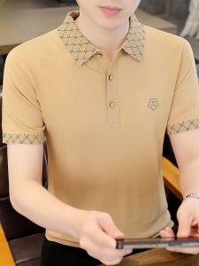 HENGYUANXIANG | เสื้อยืดคอกลมแขนสั้นผ้าไหมน้ำแข็งถักสำหรับผู้ชาย ฤดูร้อน 2025 เสื้อโปโลผ้าไหมน้ำแข็งเย็นสบายระดับไฮเอนด์สำหรับผู้ชาย เสื้อผ้าทำงาน