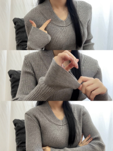 HUOLISI | Grey High-end V-neck Knit Top