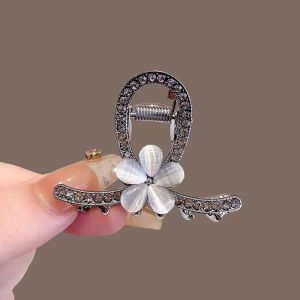 Opal Flower Hair Claw Feminine Back of Head Hair Clip Spring and Summer Exquisite Rhinestone Small Shark Clip