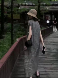 European Goods 2024 Summer New Arrival Plaid Stylish Dress Womens Slimming Slim Fit Easiest for Match Fancy Tank Top Skirt