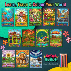 🇸🇬 [SG Seller] Color Trace & Colour – Handmade Coloring Book with 21 Images | Includes FREE 6pc Mini Colour Pencils