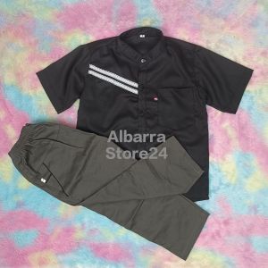 Set Aiman Setelan Kemeja Lengan Pendek Celana Chino Panjang Katun Toyobo Premium