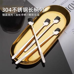 Long Handle Coffee Spoon Stir Stick 304 Stainless Steel Creative Dessert Honey Spoon Fine Detail Small Soup Spoon Metal Utensil