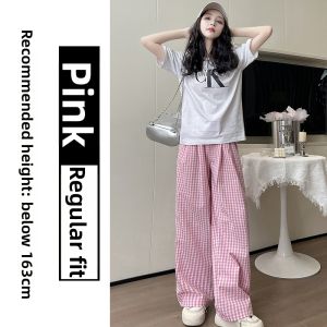 YIFANSHI | Retro Black and White Checkered High Waist Tapered Comfortable Leisure Pants