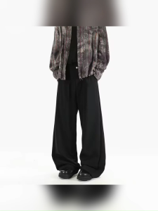 ManStyle-a Mens Pure Cotton Straight Flared Pants Loose Casual Wide Leg Pants Trousers For Men