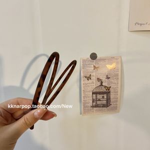 High Top Womens Leopard Print Hairband Stylish Korean Retro Versatile Face Washing Hairband Fashionable Hair Accessory