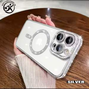 Luxury Bling Diamond Glitter Magnetic Charging Case for iPhone 11 12 13 14 15 16 Pro Max Plus Electroplated Transparent Silicon Soft Back Cover