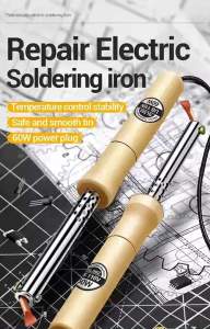 ANENG | ANENG SL501/SL502 Electric Soldering Iron Stainless Steel Pipe Sleeve Soldering Iron Weld Copper Tip with Wooden Handle Home Too