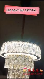 LAMPU GANTUNG LED CRYSTAL BULAT 50CM 30CM 20CM 3WARNA FREE REMOT LIGHT LUXURY MEWAH FULL CRYSTALKACA