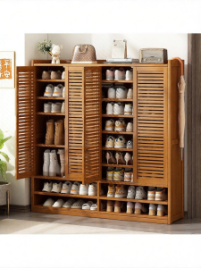 Entryway Space-Saving Large Capacity Wooden Shoe Rack