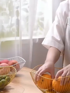 Tempat Buah Keranjang Buah Emas Gold Fruit Basket Tray Wadah Anti Karat