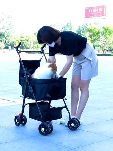 Pet Cart  Pet Stroller 360 Degree Rotating Pet Stroller Lightweight Detachable Foldable Pet Out  Stroller For Dogs And Cats 宠物推车