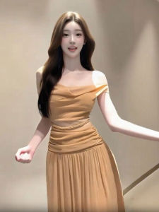 CHANGTONG | Retro Off-shoulder Slim Fitting Summer Dress