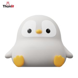 Thunlit Chim cánh cụt đêm ánh sáng có thể sạc lại LED đầy màu sắc cho bé ăn ánh sáng dễ thương Squishy Silicone Penguiy đèn trẻ em quà tặng