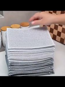 Kain Lap Cuci Piring Bahan Kawat Lap Minyak Kotoran Kain Lap Dapur Serbaguna Bentuk Petak Halus Untuk Membersih Panci PST