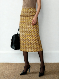 Rough Tweed Flap Design Mini Skirt