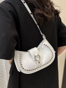 Cool Fashionable Rivet Motorcycle Bag & Moon Shape Single Shoulder Crossbody Bag: 2023 New Arrival