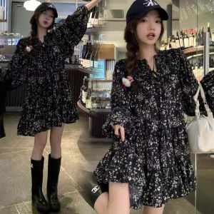 AIYITI | French Style Long Sleeve Floral Print Loose A-line Dress