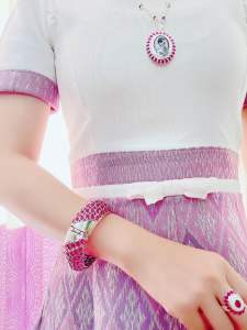 กำไลเงินหน้าใหญ่6แถวรวมทุกสี