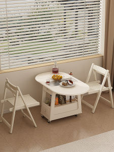 Mini Foldable Table Zoston Brand Small Tea Table Oval Shape Wooden Material with Wheels Ideal for Home Use