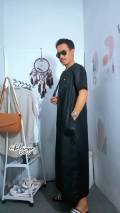 Jubah Pria Lengan Pendek & Baju Gamis Pria Embos Motif Harimau Benggala