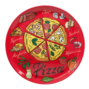 Creative Large round Pizza Tray Restaurant Quality Durable Non-Breakable Reusable Dishwasher Safe Cartoon Anime Design