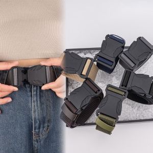 JIYAN2866 Nylon Canvas Woven Mens Belt Automatic Buckle Quick Release Nylon Canvas Belt Fashion Toothless Weave Waist Band for Outdoor Sports