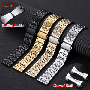 18/20/22/24mm Stainless Steel Watch Band Curved / Flat End Metal Bracelet Silver Gold Black Folding Buckle Universal Watch Strap
