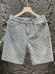 Pure Cotton Mens Short Jeans Summer Thin Straight Leg Five-Point Casual Mid-Waist Denim Shorts Youth Casual Cotton Shorts