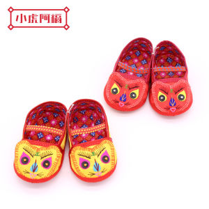 Handmade Cotton Summer Baby Shoes Tiger Head Design Soft Bottom Pre-Walking Footwear Spring Autumn Red Color for Newborn Infants