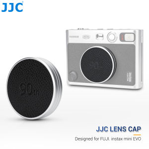 JJC Retro Leather Lens Cap for Fujifilm Instax Mini EVO Aluminum Anti-Dust Cap Cover for Fuji Mini Evo Lens Protection Cover