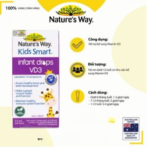 D3 thuần chay Organic /Natures Way Kids Smart Infant Drops VD3 cho bé Hộp 13ml