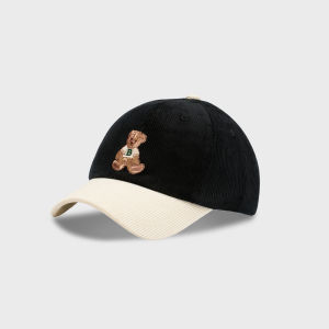 BILLI ZILLY | Korean Style Cute Bear Patchwork Corduroy Vintage College Baseball Cap