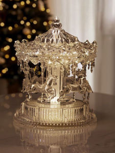 Rotating Carousel Music Box Playground Healing Eight-Box Gift for Girl Birthday Decorations Acrylic Crystal Ball Shape Desktop Ornament