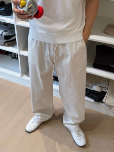 กางเกงขายาวทรงตรงผ้าลินินผสมผ้าฝ้ายสำหรับผู้ชาย ทรงหลวม ทรงตรง ทรงบาง ทรงหลวม ทรงฤดูร้อน กางเกงขายาวลำลอง ทรงหลวม