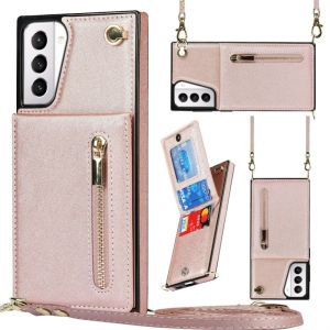szhaiyu | Zipper Wallet Case for Samsung Galaxy S26 S25 FE S21 S22 S24 S25 Plus S26 Ultra Card Holder Lanyard Crossbody Leather Cover