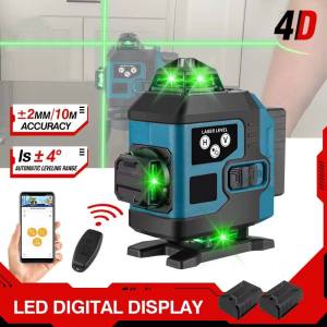 DEKES 16 Lines Laser Level Green Line 4D SelfLeveling 360 Horizontal Vertical Li-ion Battery Remote Control Super Powerful Laser Level