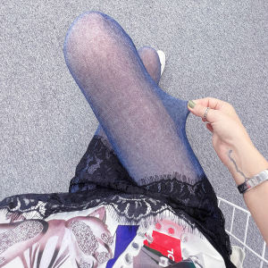 กางเกงขาสั้นทรงเข้ารูปบางสำหรับผู้หญิง ใส่ด้านนอกในฤดูร้อน 2025 กางเกงยีนส์โปร่งใส กระชับสัดส่วน ยางยืด กางเกงขายาวคลุมเข่า ป้องกันแสงแดด