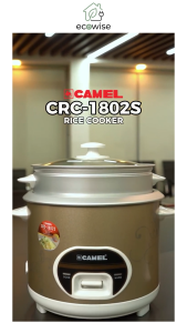 EcoWise Camel CRC-1802S Rice Cooker 1.8L 10 Cups Glass Lid with Steamer Tray 700W Electric Rice Cooker (Champagne Gold)