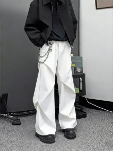 White Loose Folded Drapey Stylish Mens Trousers