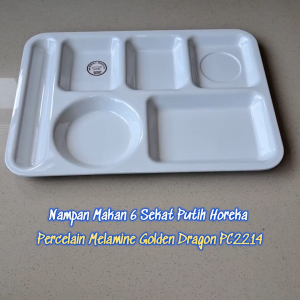 Piring Nampan Makan 6 Sekat P 35cm L 25cm Putih Horeka Percelain Melamine - Golden Dragon PC2214