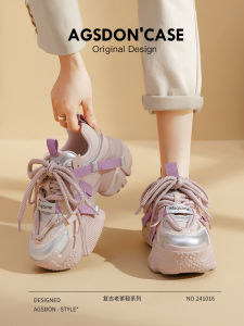 Womens Thick Bottomed Fleece Lined Dad Sneakers Versatile Sport Shoes Increased Height Autumn Winter Low Top Casual Footwear