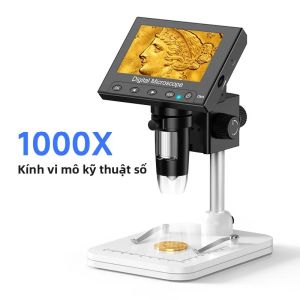 Kính Hiển Vi Kỹ Thuật Số LCD 4.3 Inch Độ Phóng Đại 1000X Cầm Tay Di Động Dùng Cho Người Lớn Có 8 Đèn LED Xem Trên Máy Tính