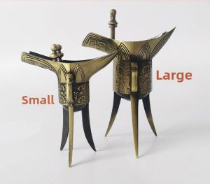 Antique Bronze Qing Dynasty Wine Cup Triangular Cup Ancient Wine Barrel Props Travel Souvenir from Xian Unique Home Decor