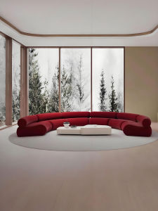 Italian Style Arc Shaped Fabric Sofa Combination Designer Clothing Store KTV Hotel Semi Circular Sofa Home Furniture