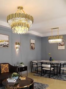 【Free Gift】Modern Luxury Gold Crystal Chandelier Lighting LED Ceiling Light Home Lamps Living Room Bedroom Hotel Chandelier